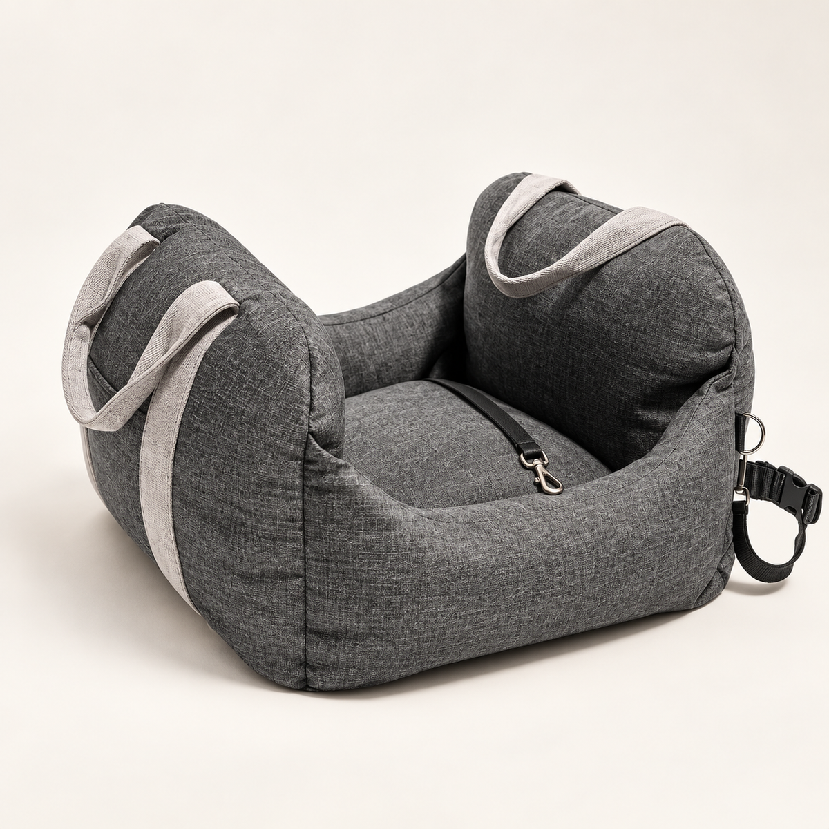 Grey MAVORNE ErsteKlasse elevated dog car seat in a neutral studio