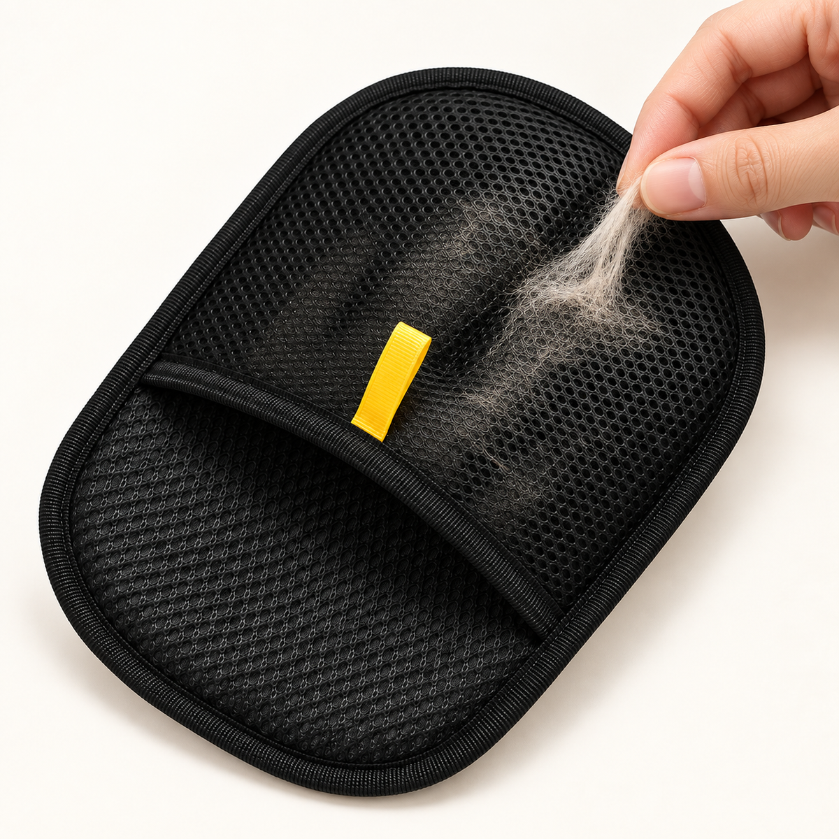 Collected pet hair being removed from the reusable MAVORNE FurLift glove