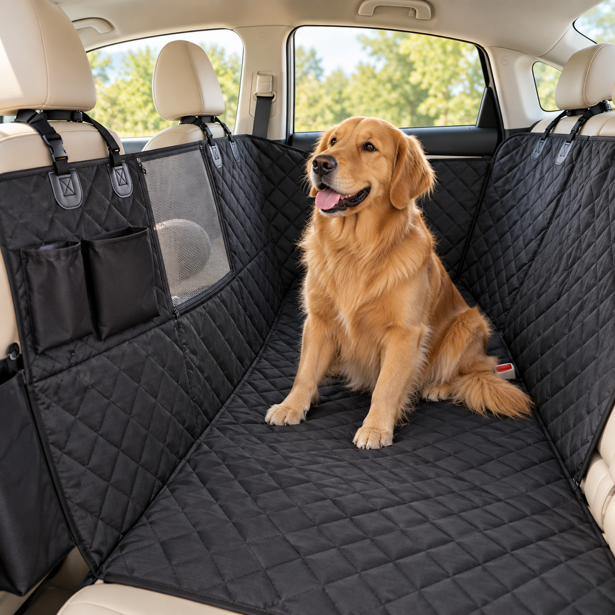 Mavorne Dog Back Seat Cover with Mesh Window – Waterproof