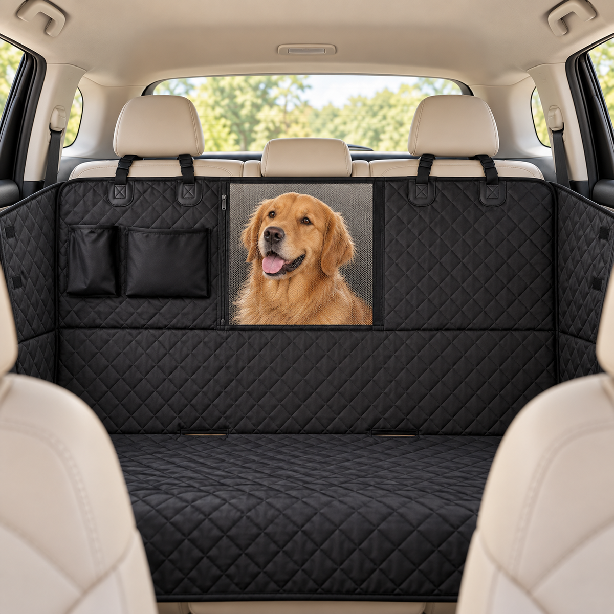 Mavorne Dog Back Seat Cover with Mesh Window – Waterproof