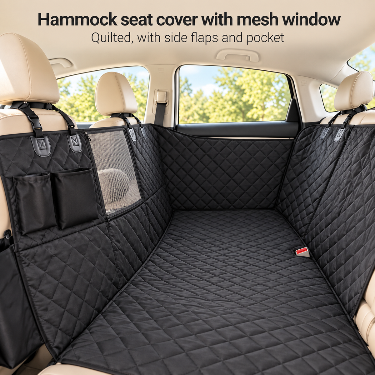 Mavorne Dog Back Seat Cover with Mesh Window – Waterproof