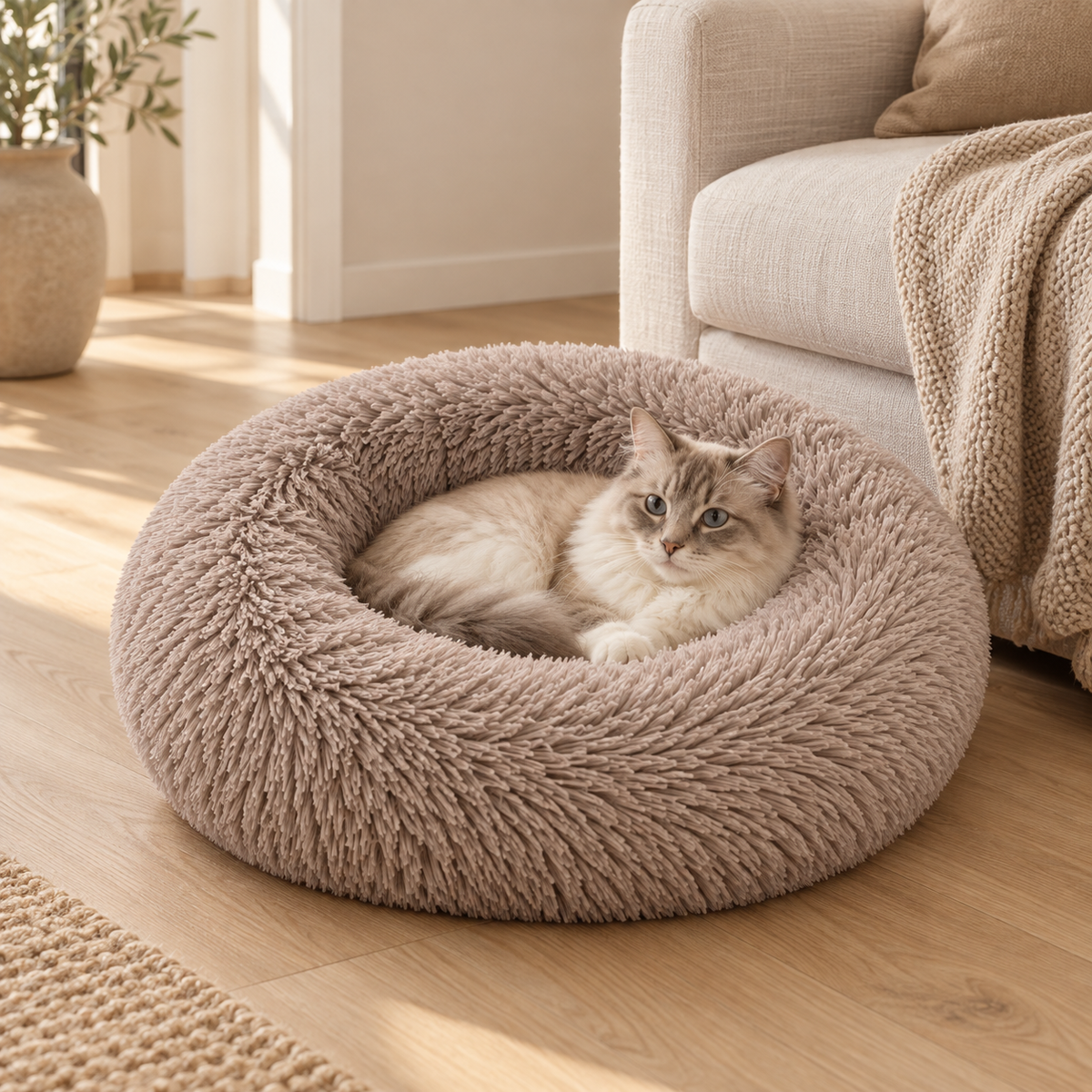Mavorne Plush Donut Dog Bed
